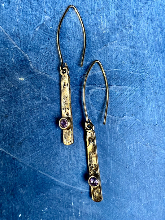 Delicate Paddle Earrings in Amethyst