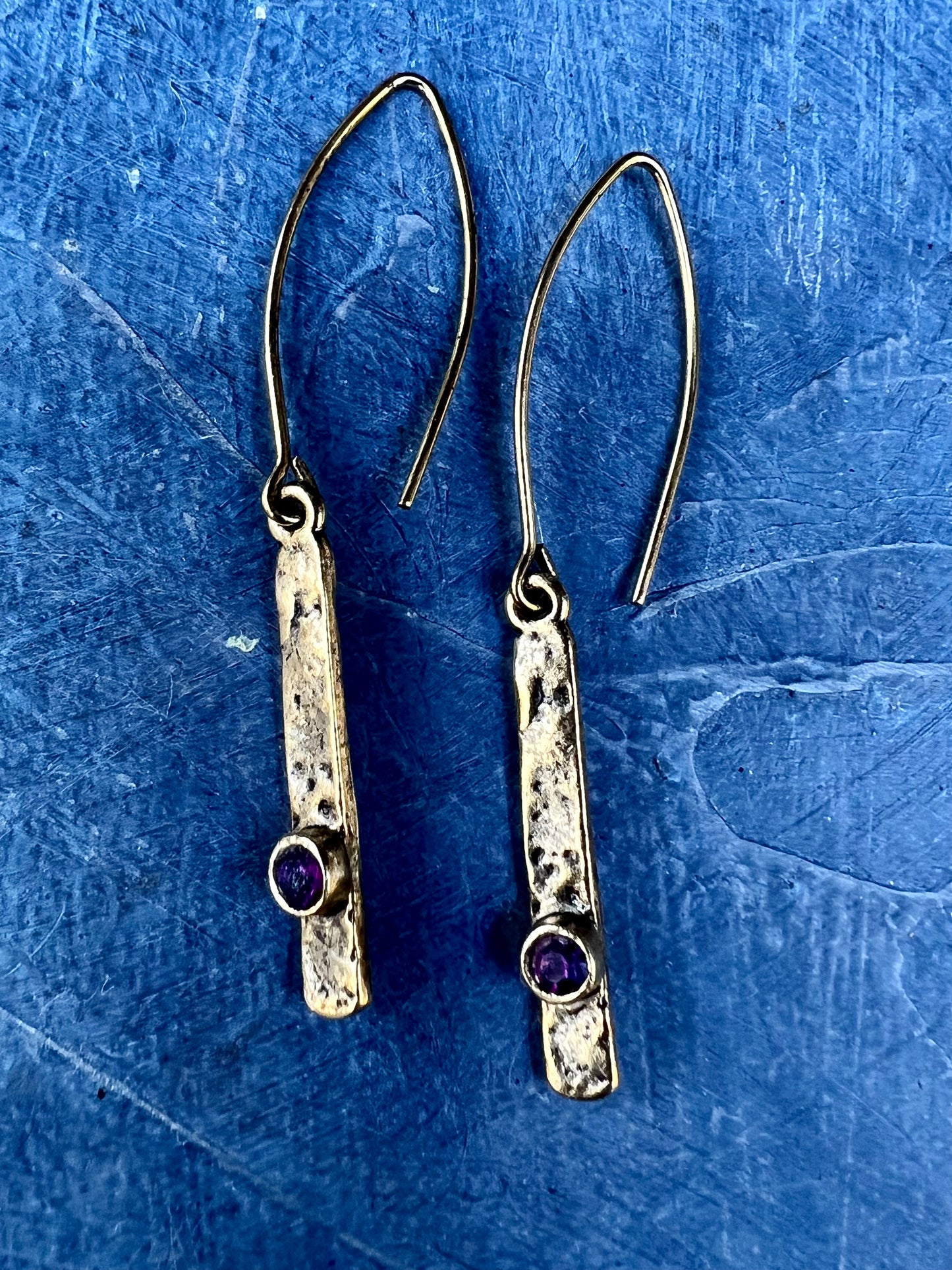 Delicate Paddle Earrings in Deep Amethyst