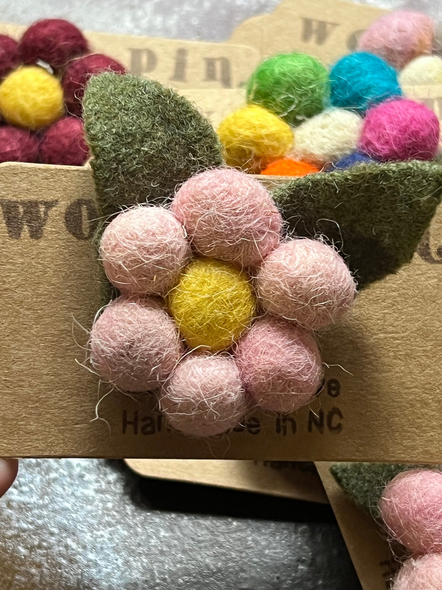 Wool Flower Pin