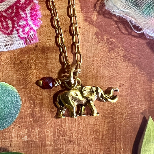 Elephant  - Layering Necklace with Red