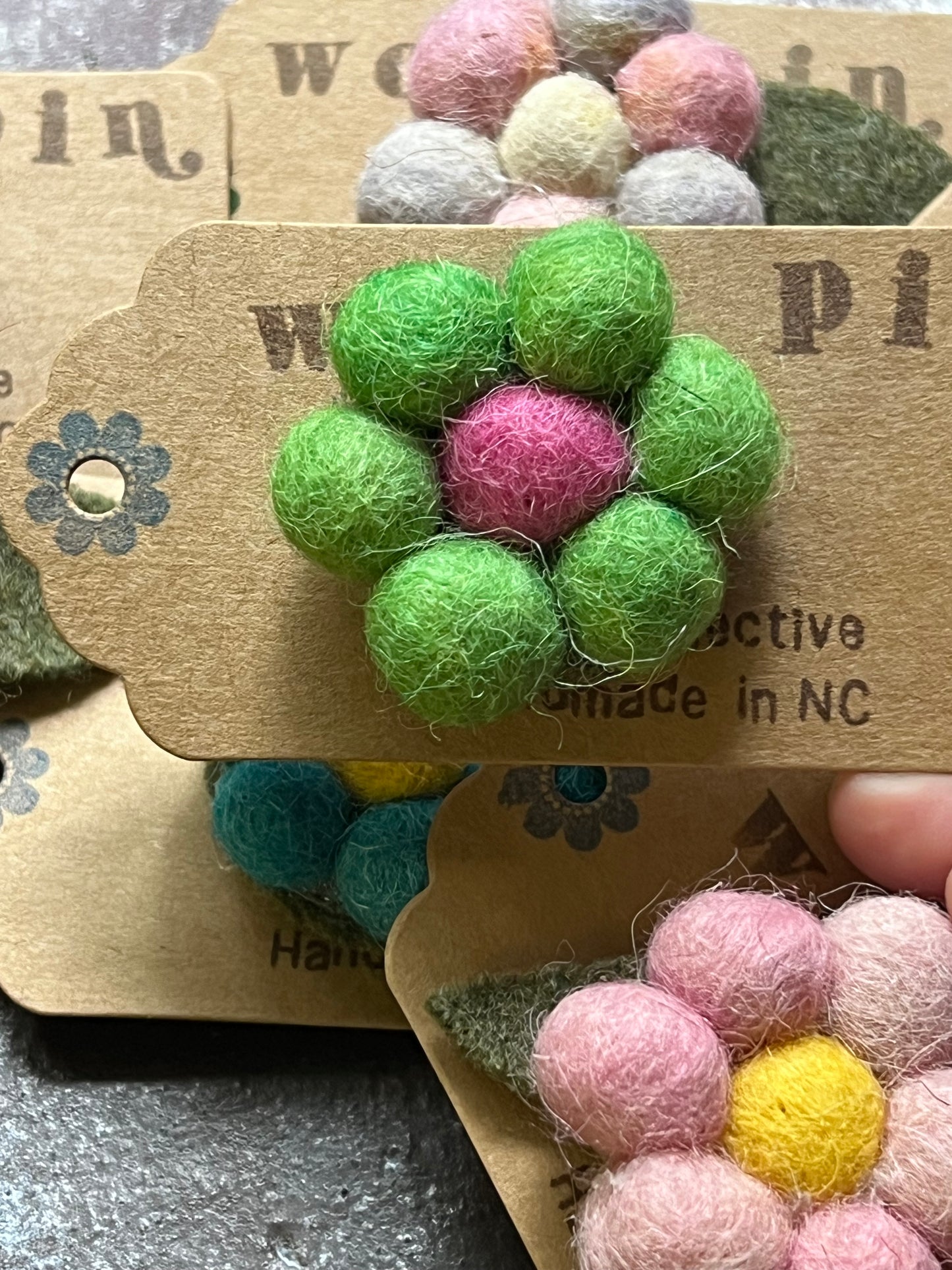 Wool Flower Pin