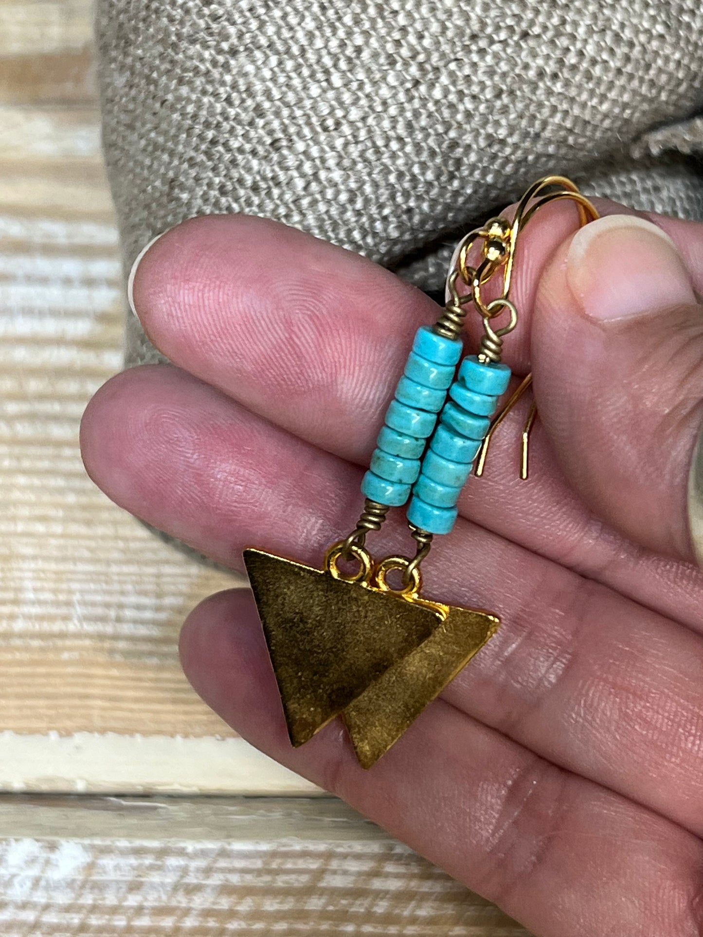 Southwestern Turquoise Pyramid Earrings