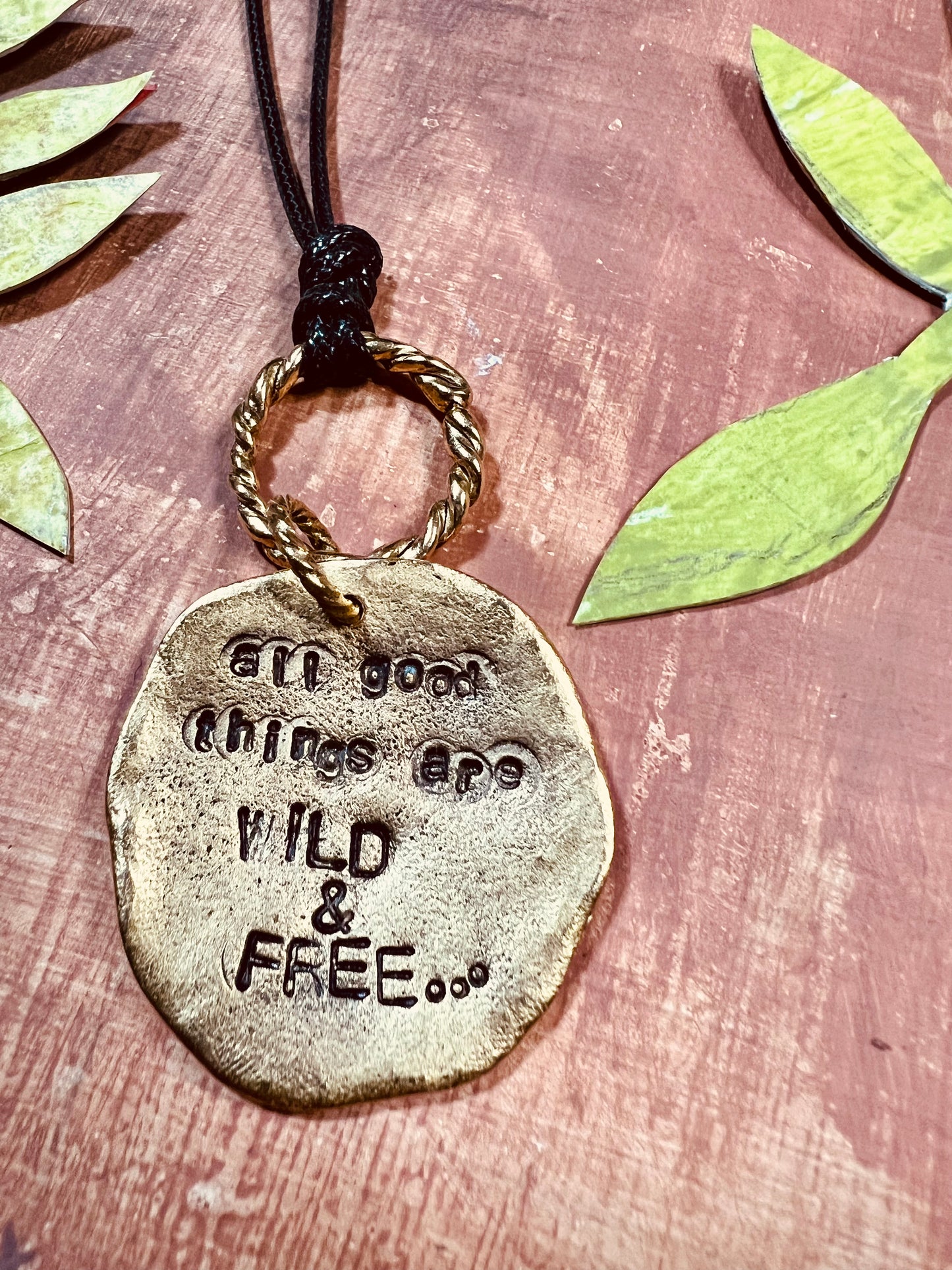 Long Hand Stamped Necklace