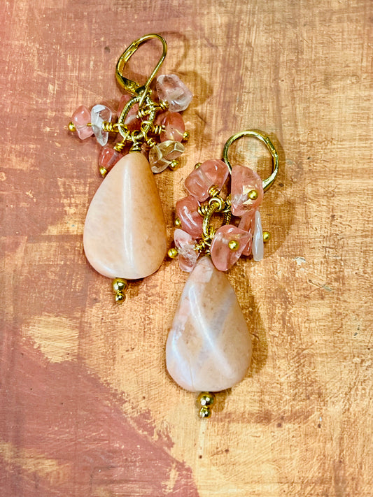 Pink Jasper & Rose Quartz Earrings