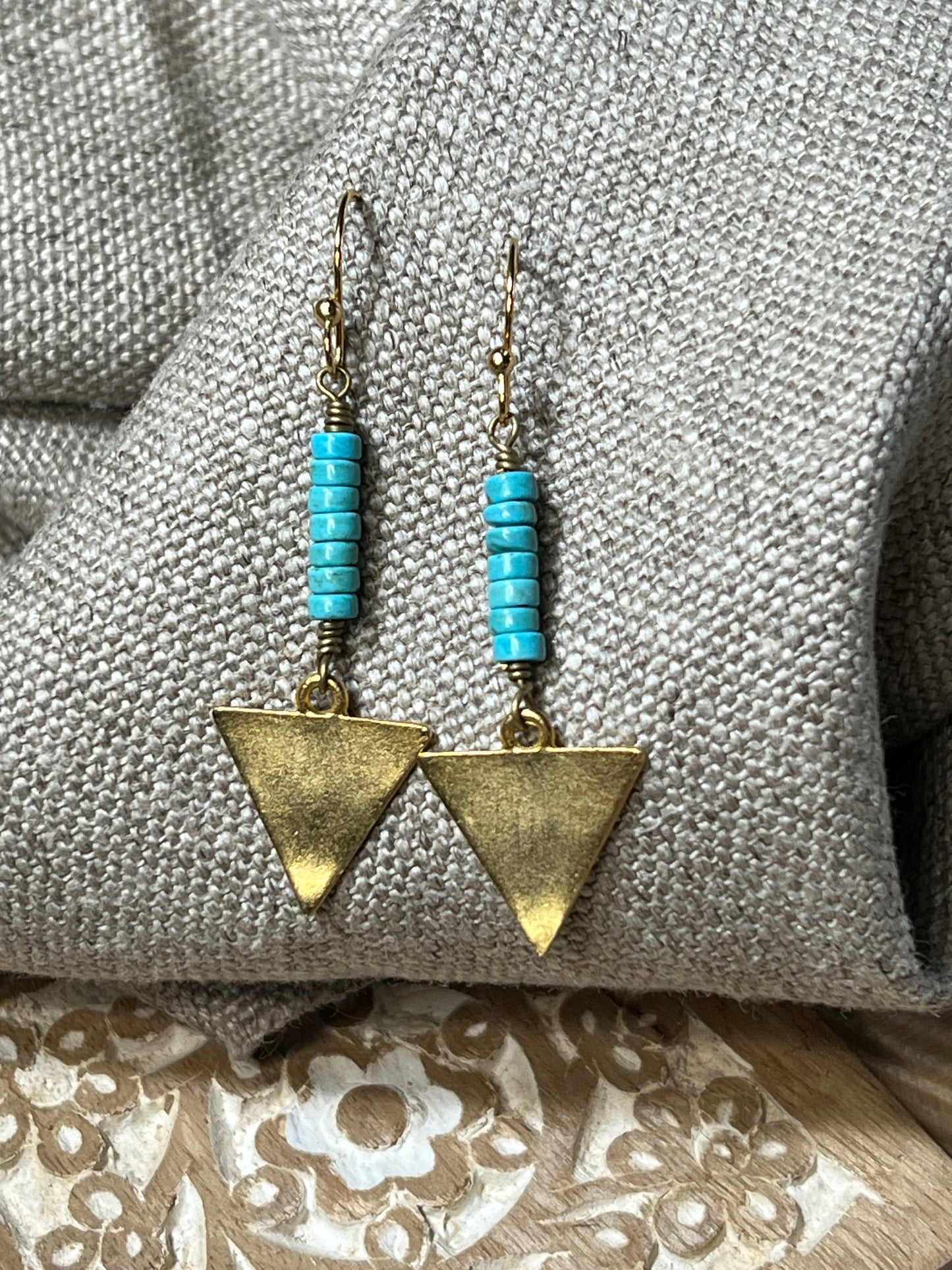 Southwestern Turquoise Pyramid Earrings