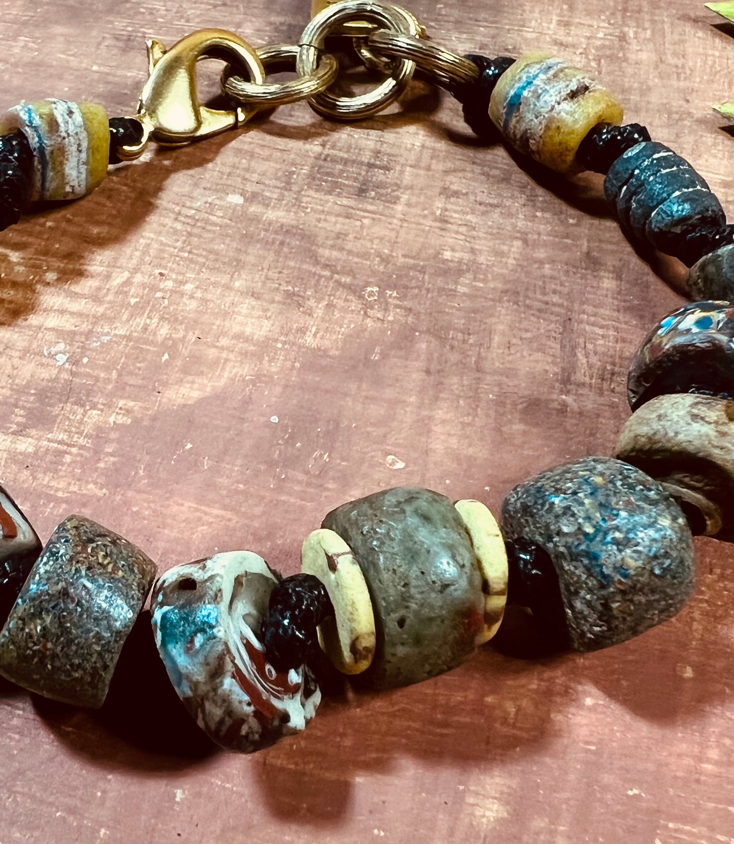 Rustic Bracelet with African Beads