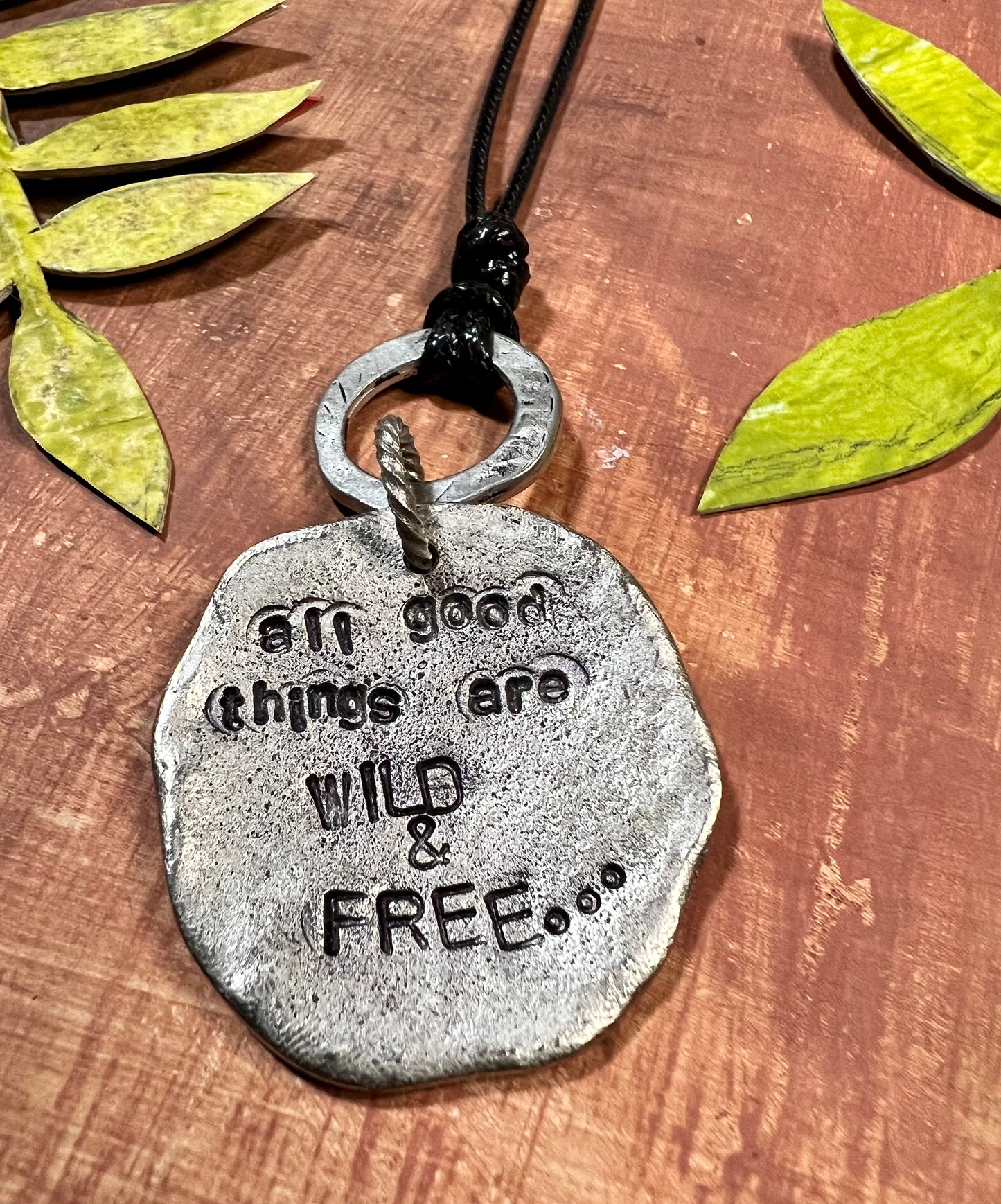 Long Hand Stamped Necklace